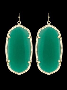 Kendra Scott Danielle Gold Earrings in Green Glass
